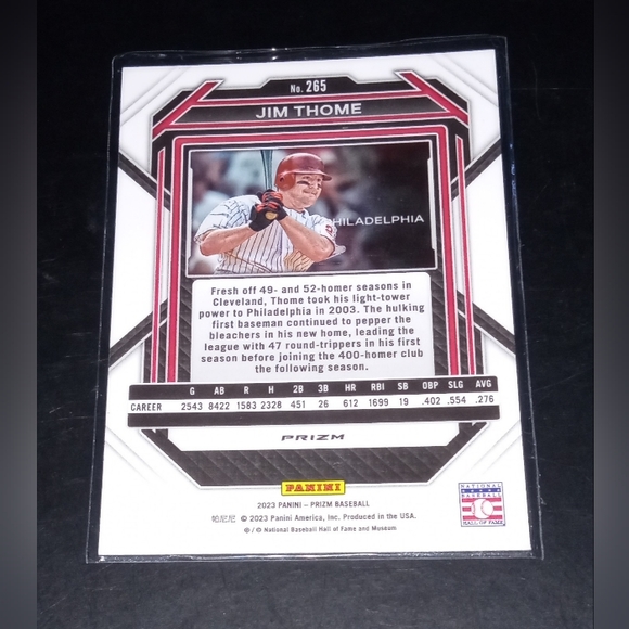 Jim Thome Blue Ice Parallel Panini Prizm 2023 #265 - Picture 2 of 2